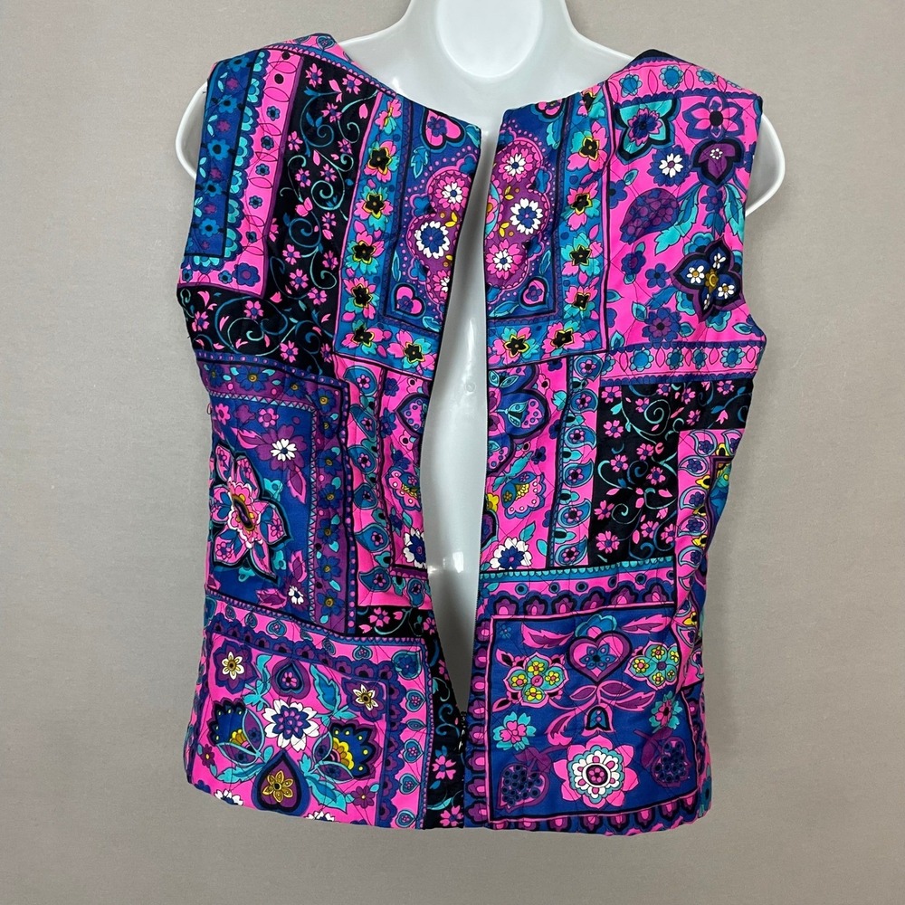 Vintage 70s Top Psychedelic Quilted Sleeveless Patchwork Print Women Boxy Hippie - Picture 7 of 15